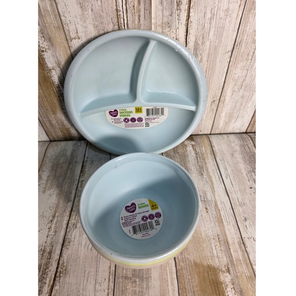Parents Choice 2 Piece Section Plates and 3 Piece Bowls Baby Toddler Feeding Set - Picture 2 of 4